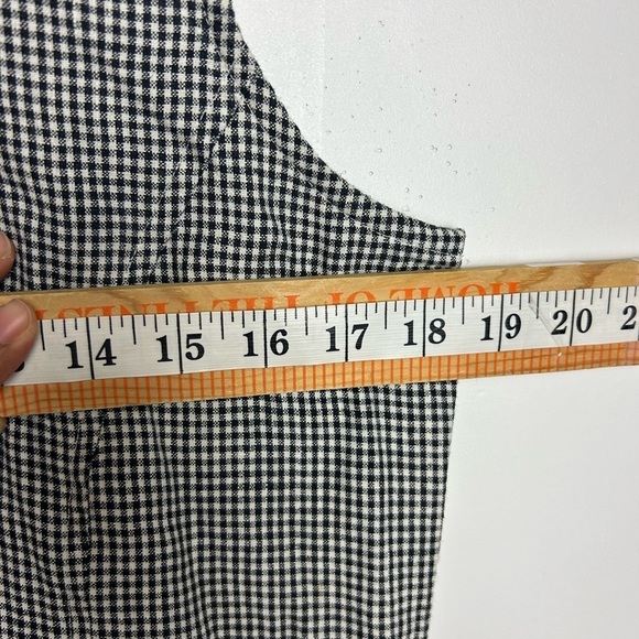 VTG Rafaella Y2K Size 8 100% Linen Checkered Black -White Cottage Holiday Edgy - Picture 11 of 15